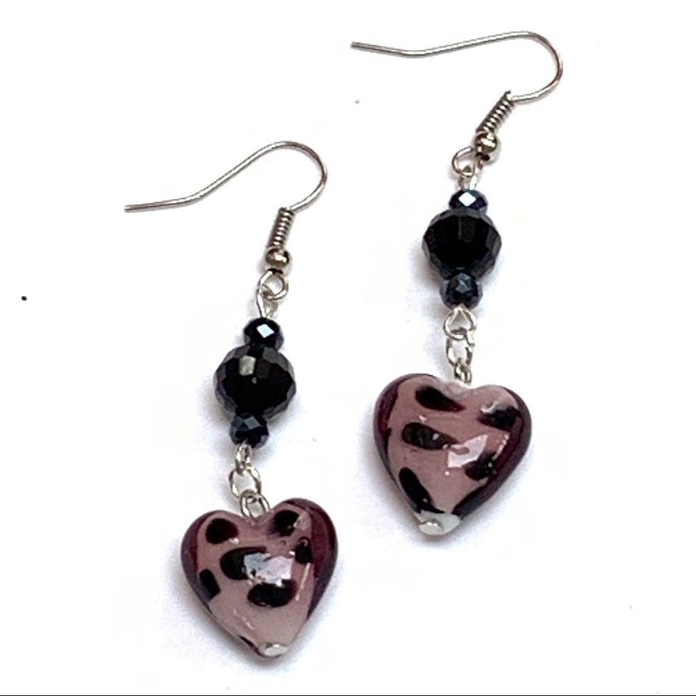 Leopard Heart Handcrafted Earrings
